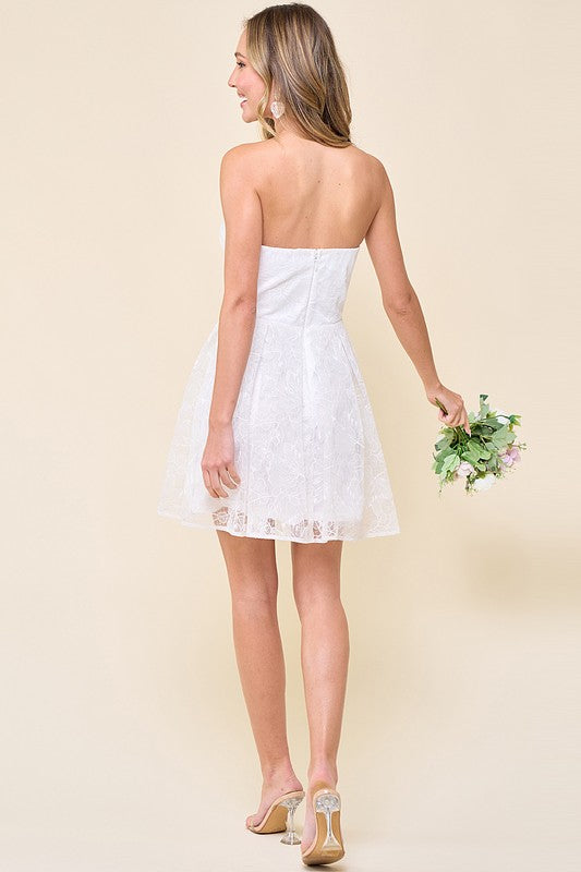 Strapless White Lace Dress