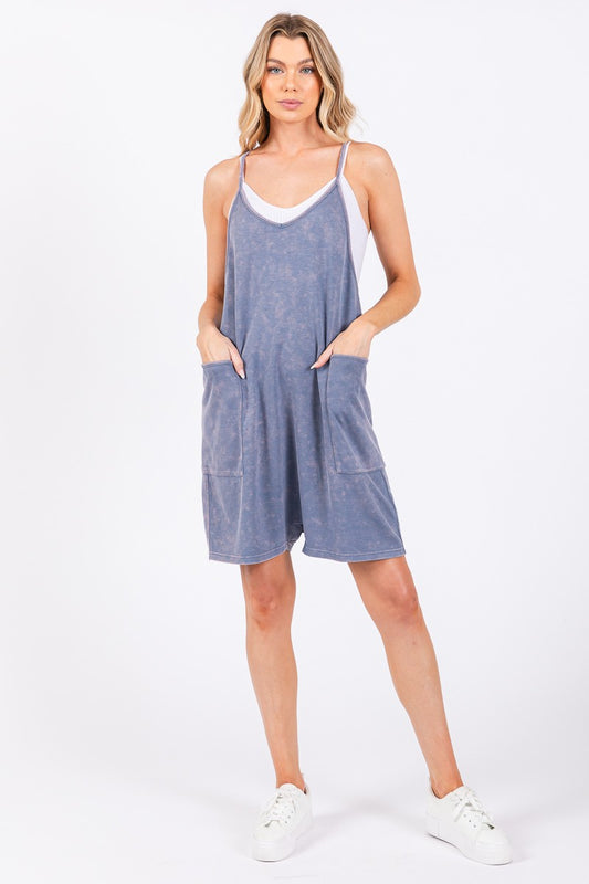 Mineral Washed Overall Romper