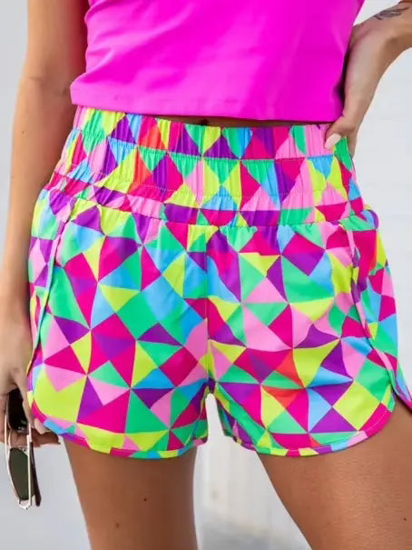 Multi Color High Waisted Athletic Shorts