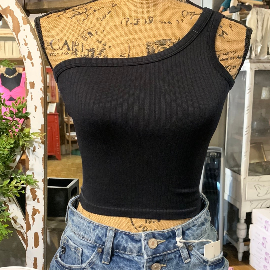 One Shoulder Crop Tank