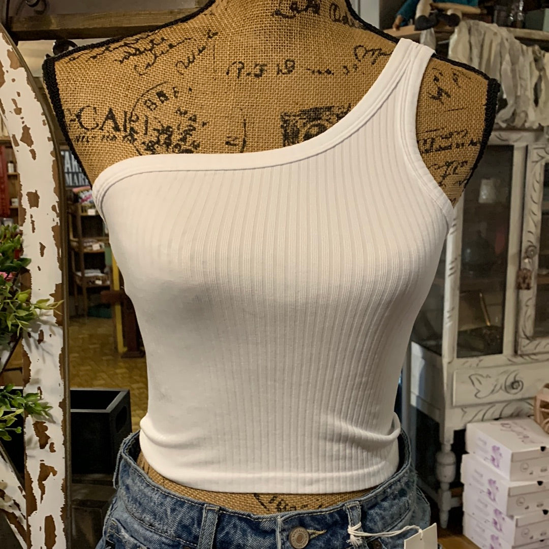 One Shoulder Crop Tank