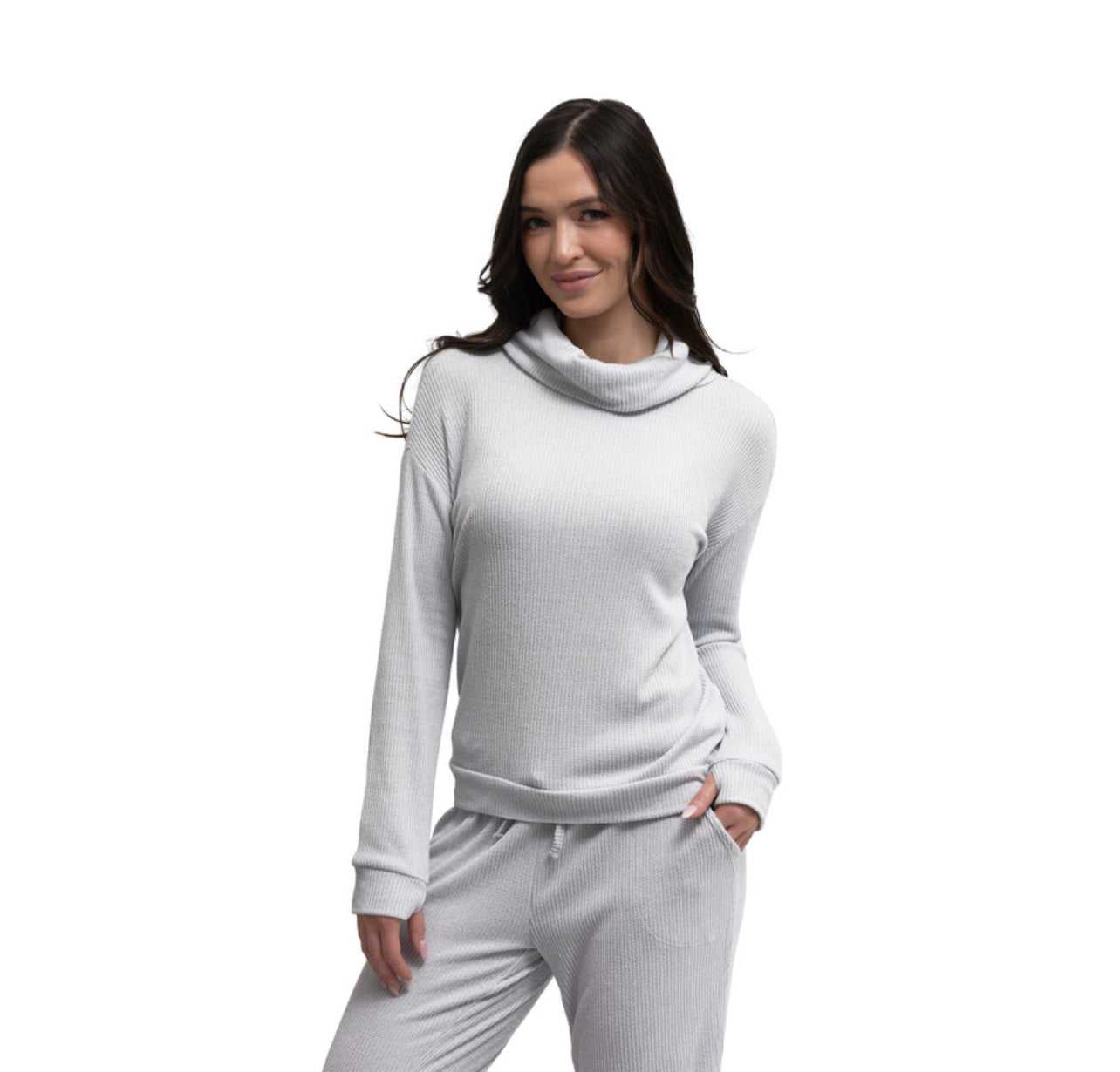 Cuddle Crowl Neck Top- Grey