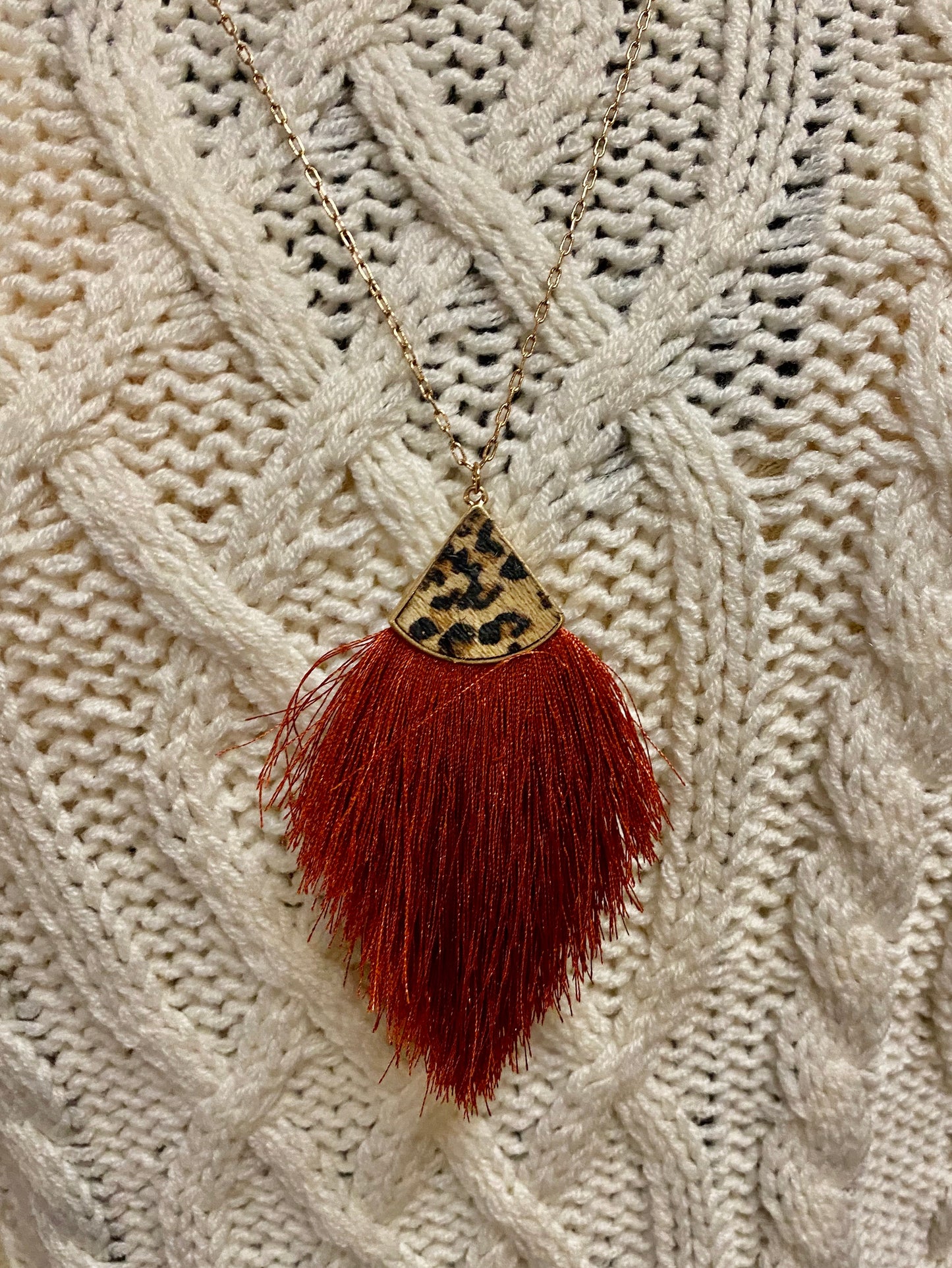 Leopard Fringe long Necklace