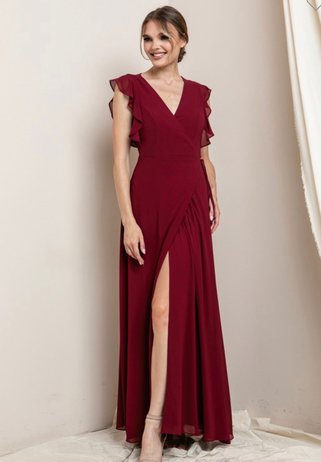 Cheryl Burgundy Maxi Drss
