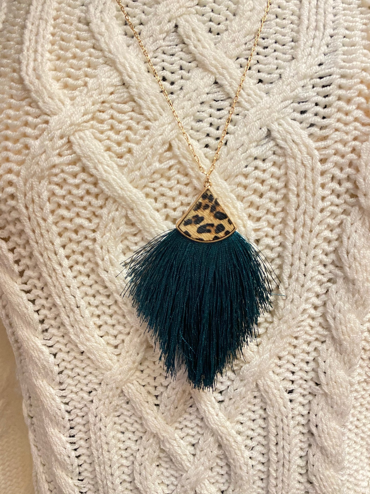 Leopard Fringe long Necklace