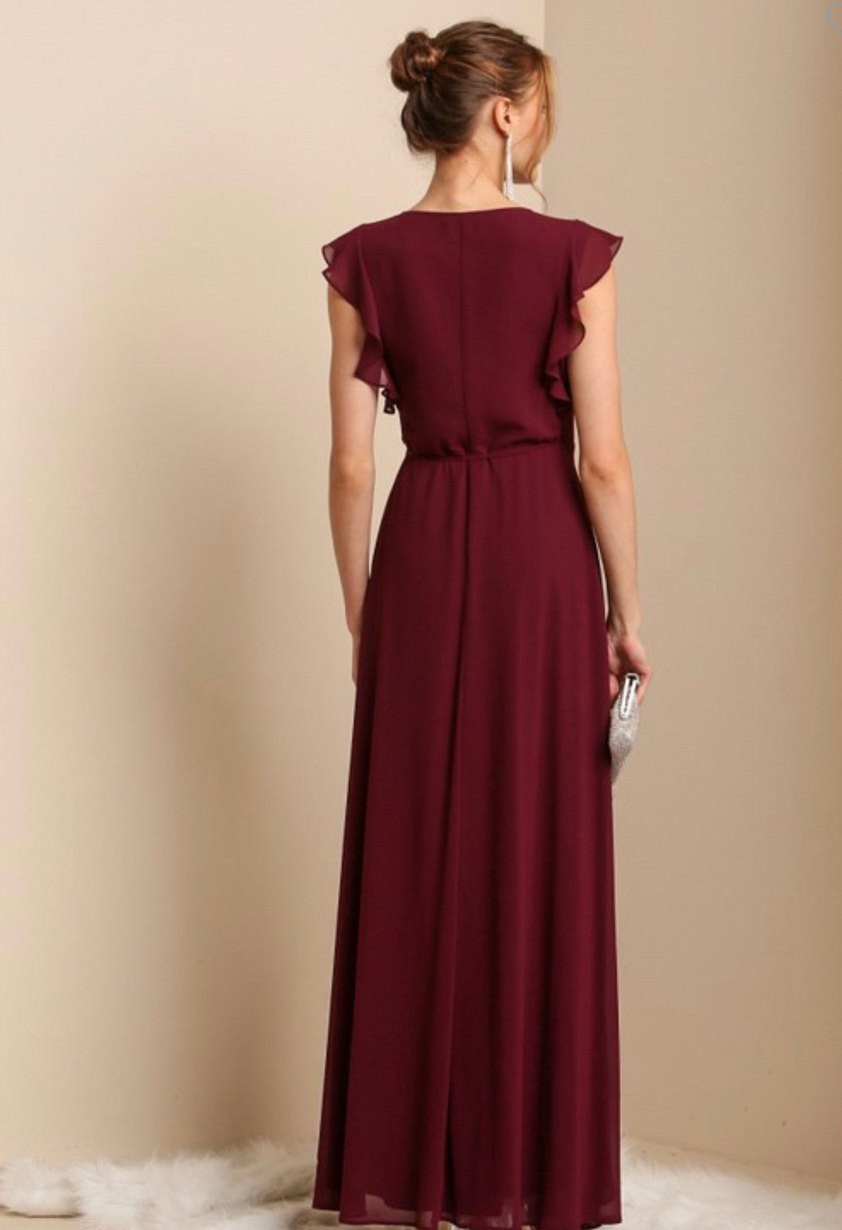 Cheryl Burgundy Maxi Drss