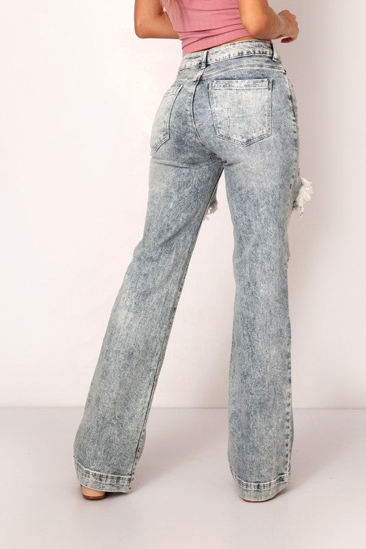 Isabell Distressed Jeans- Acid Washed