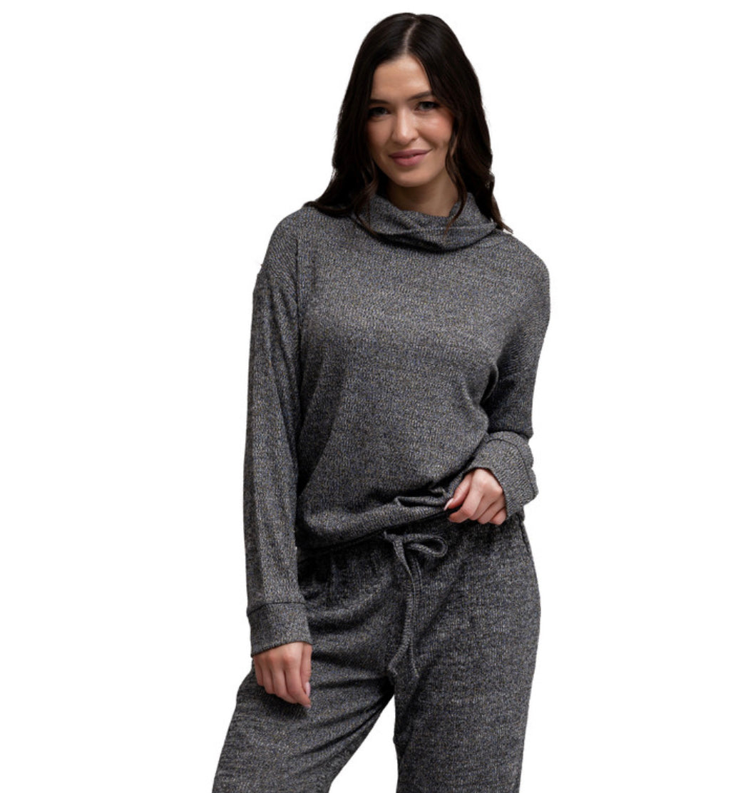 Cuddle Crowl Neck Top- Black