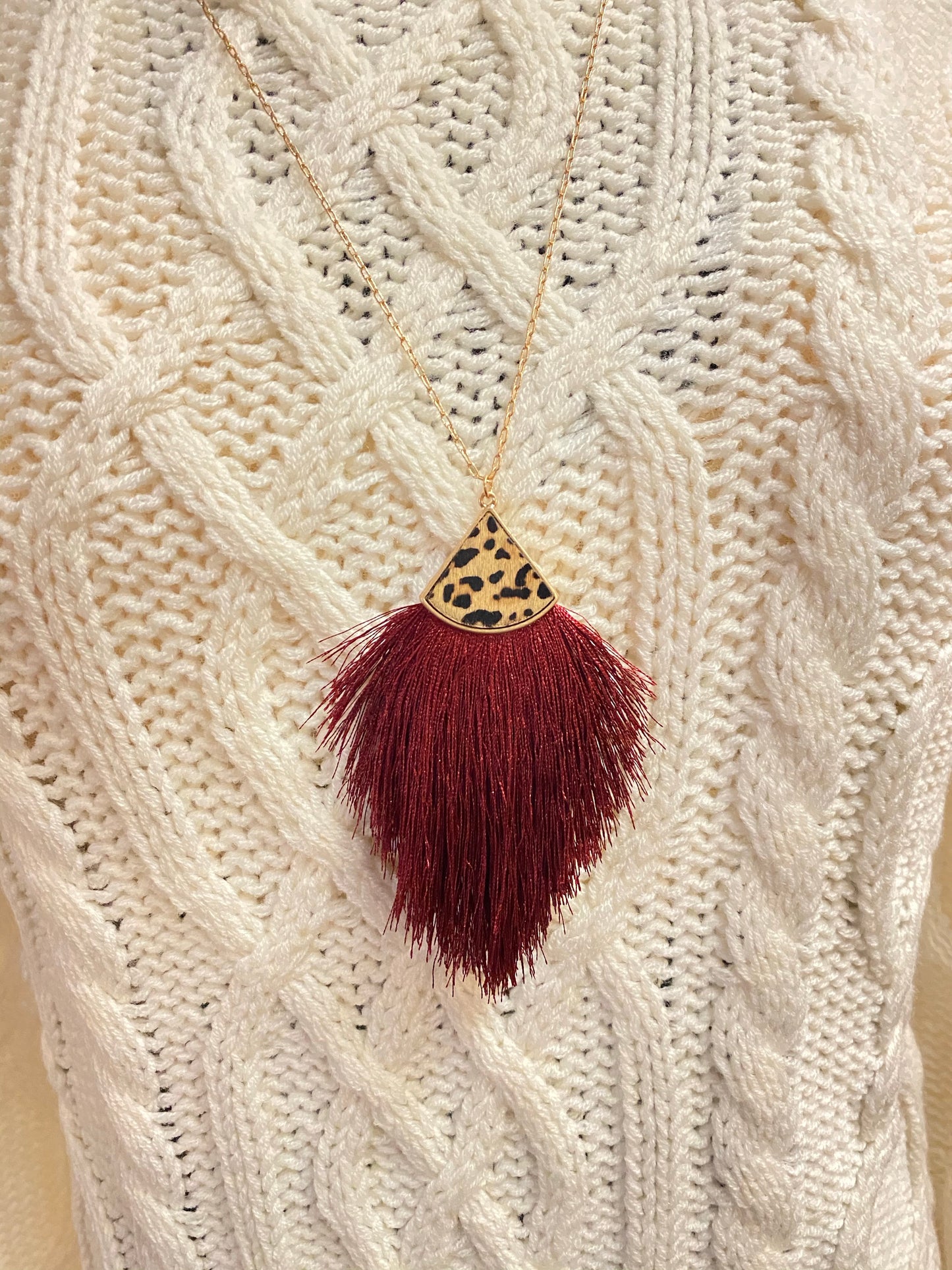 Leopard Fringe long Necklace