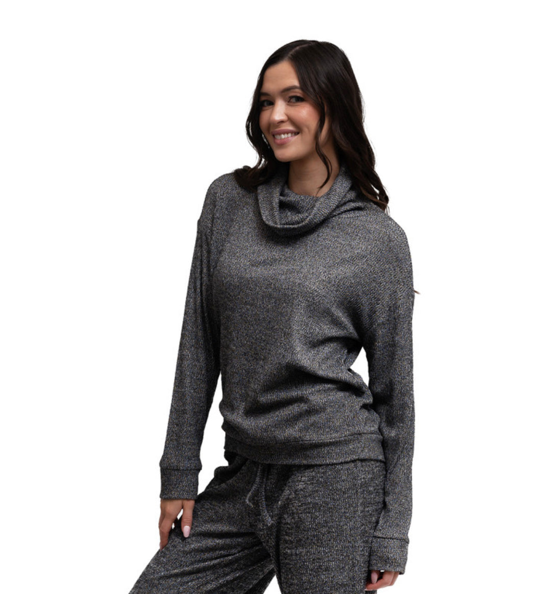 Cuddle Crowl Neck Top- Black
