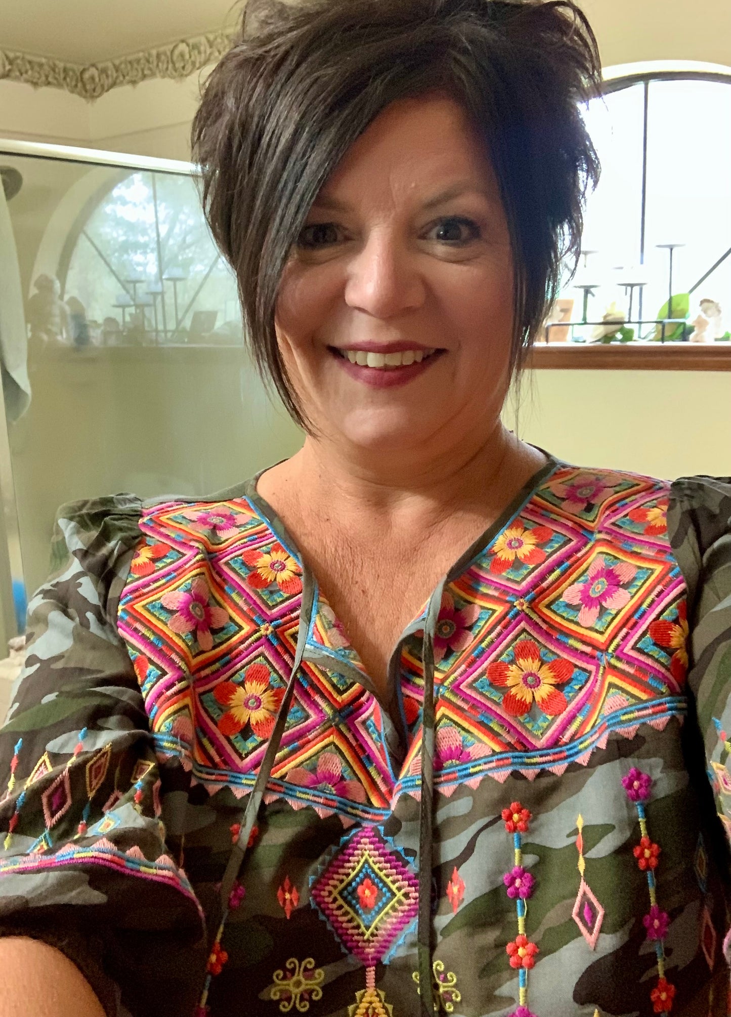 Savanna Jane Camo Embroidered Top