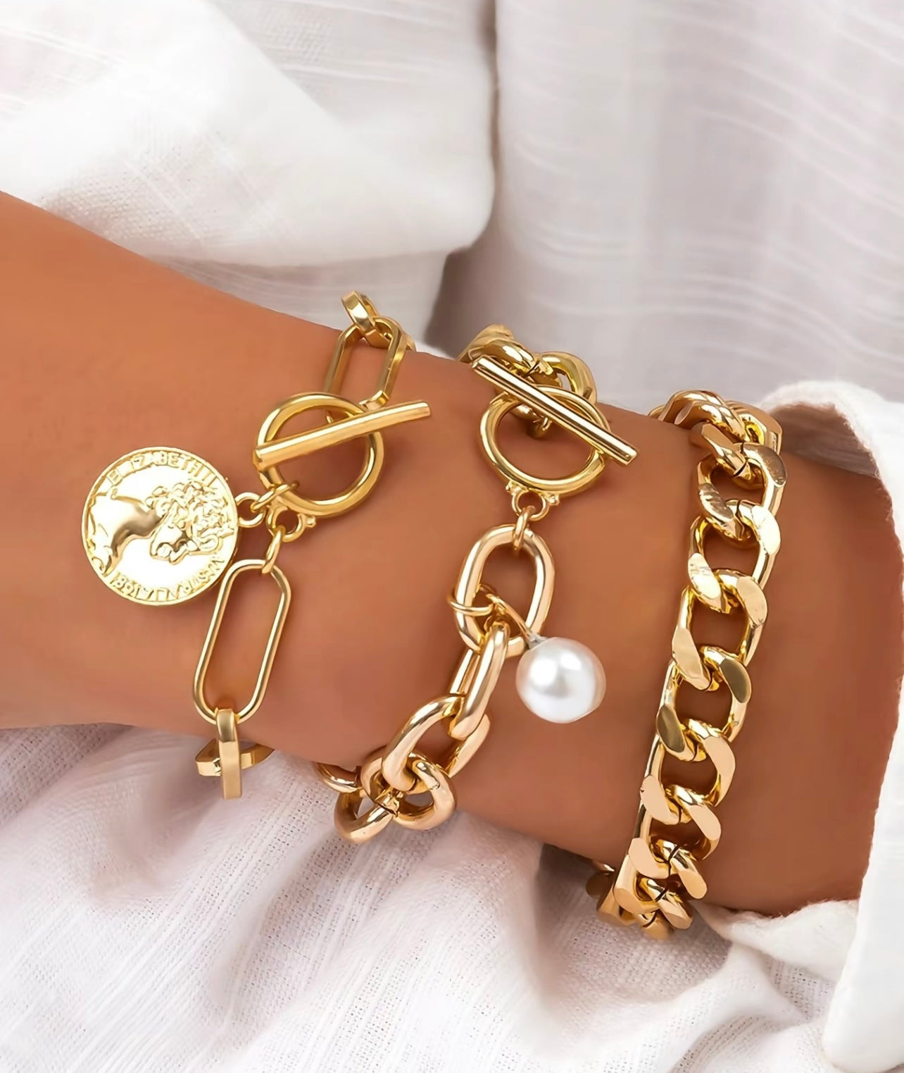 Chunky Gold Bracelet Set