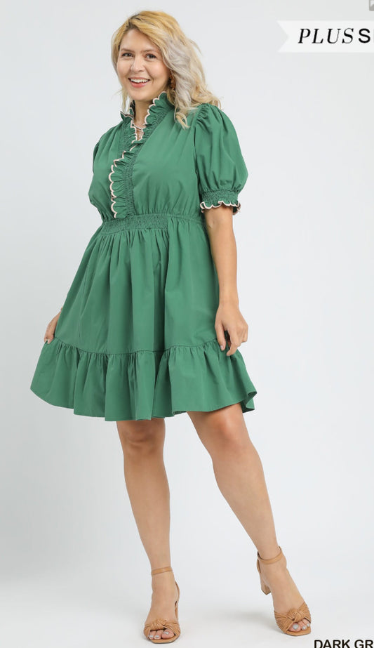 Jade Puff Sleeve Smocked Mini Dress