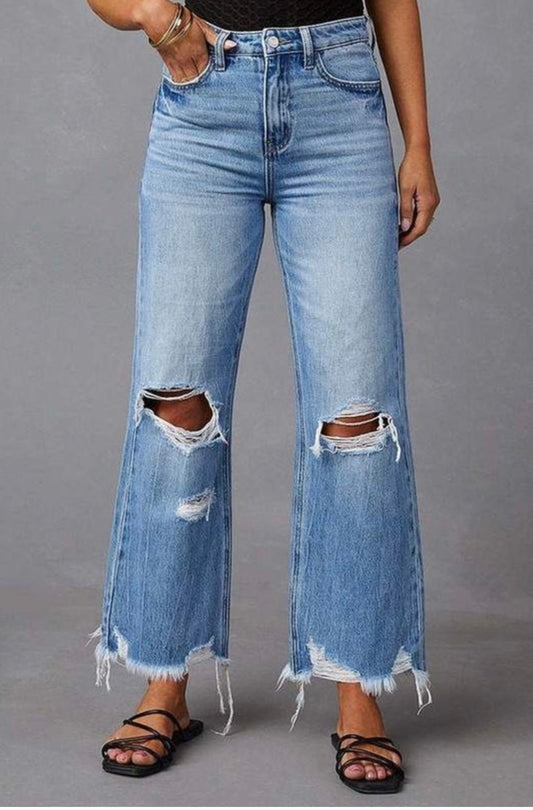 Distressed Flared Denim Pants