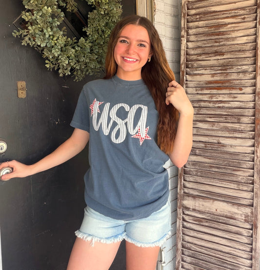 USA Stars & Stripes Patchwork Tee