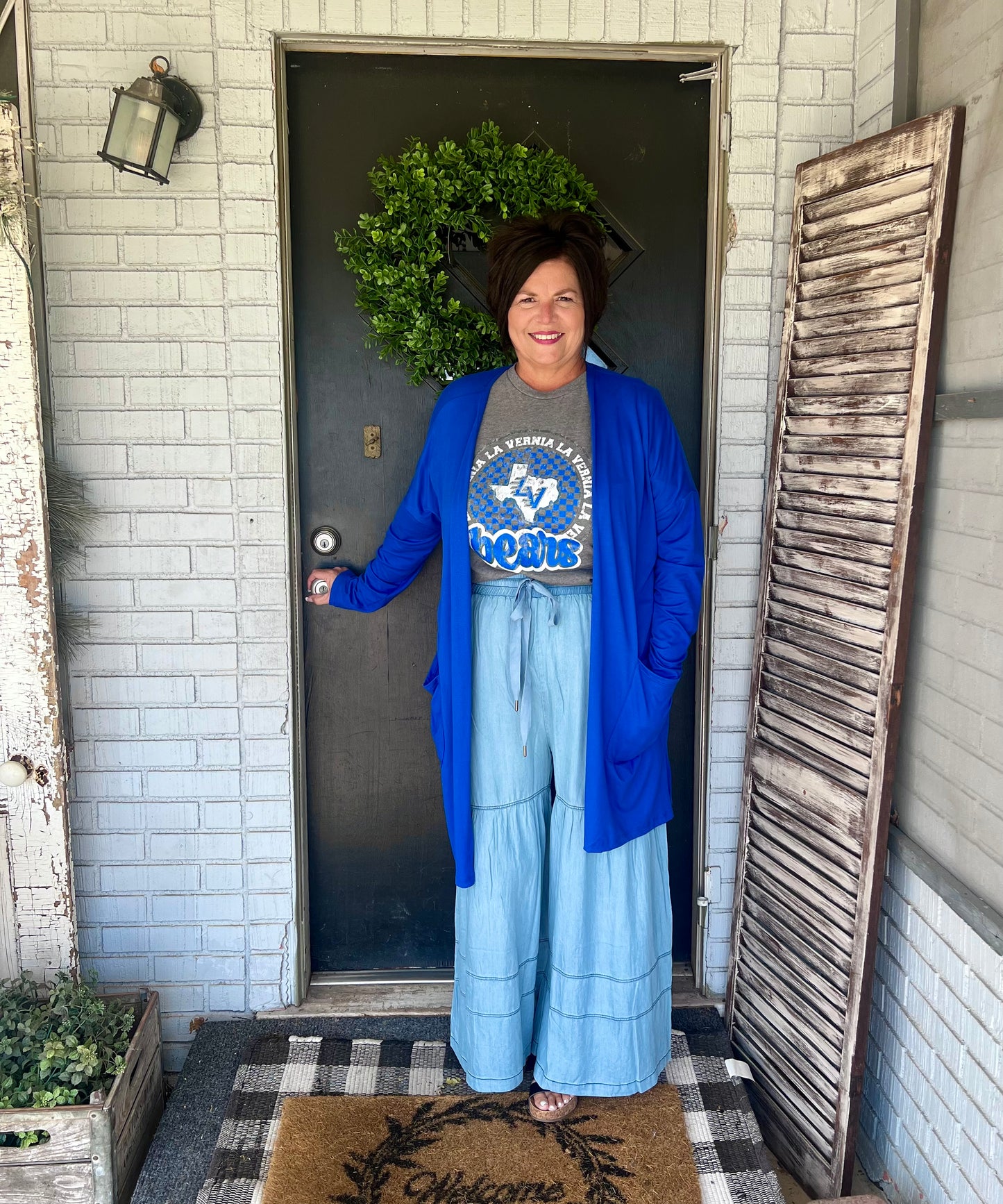 Washed Denim Wide Leg Pants