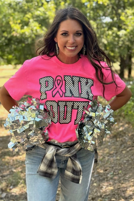 Pink Out Checkered Graphic Tee