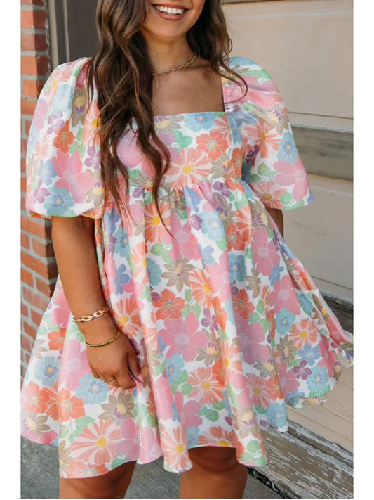 Lily Floral Puff Sleeve Square Neck
Plus Babydoll Dress