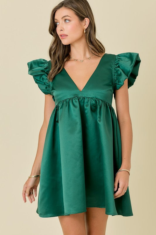 Emme’s Emerald Satin Mini Dress