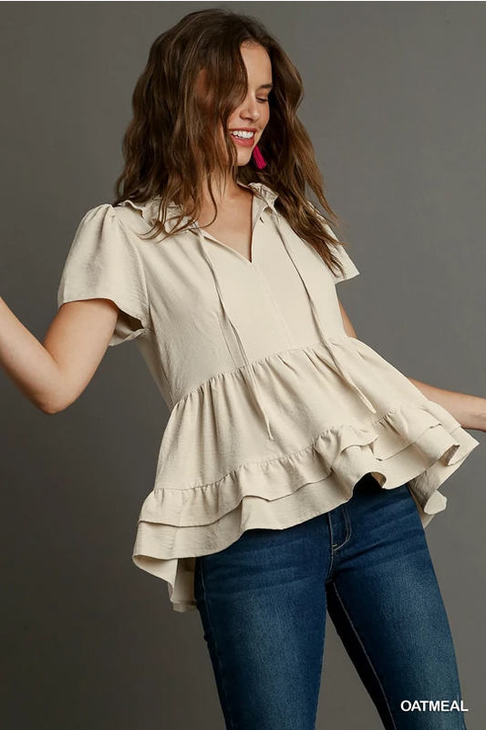 Olivia Oatmeal Baby Doll Top