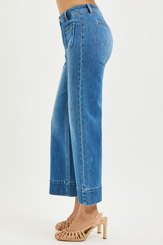Mel High Rise Curvy Crop Wide Denim Jeans
