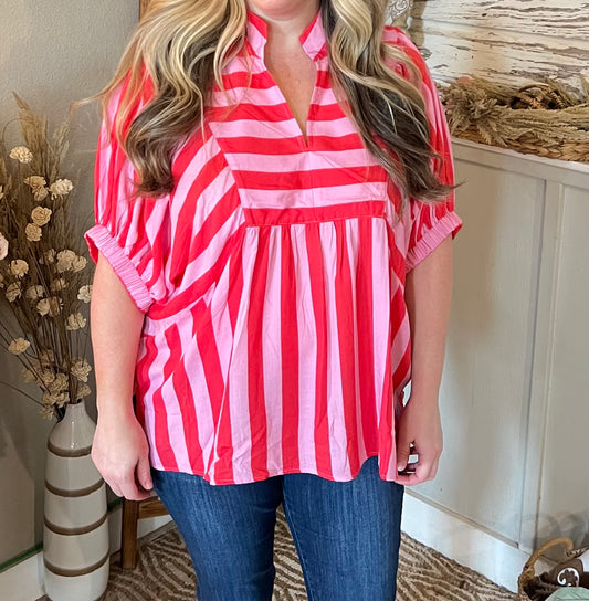 Sabrina Striped Curvy Top