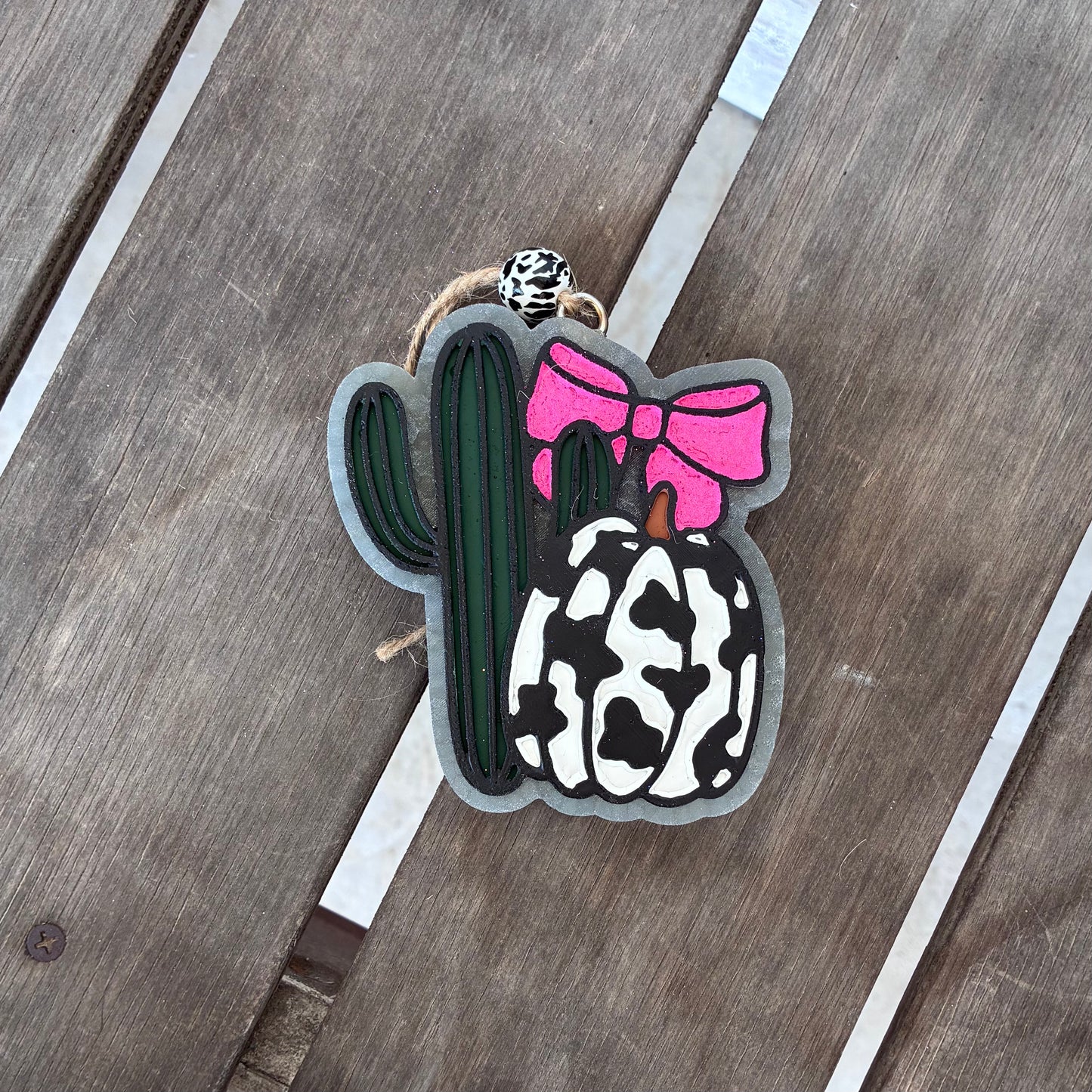 Cactus, Pumpkin, and Pink Bow Freshie