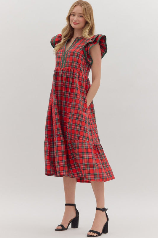 Joy Plaid Christmas Dress