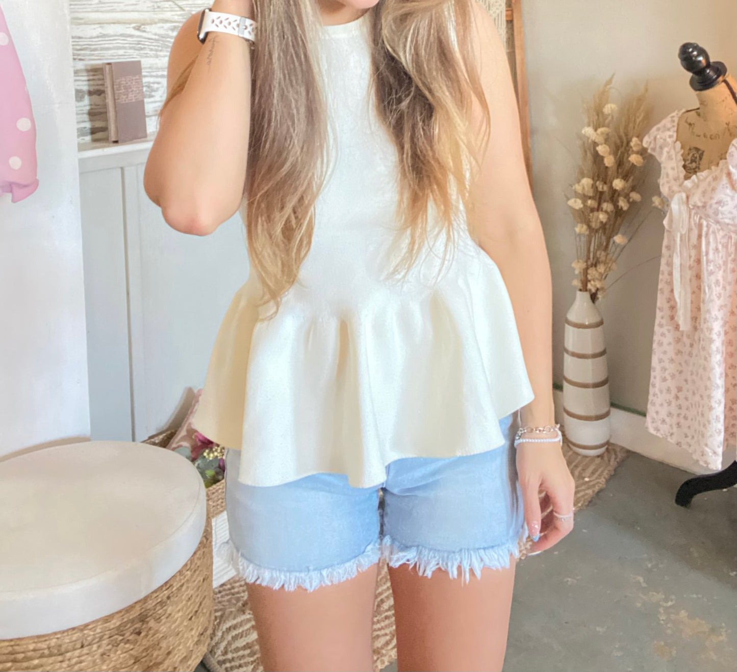 Jane High Rise Fray Denim Shorts