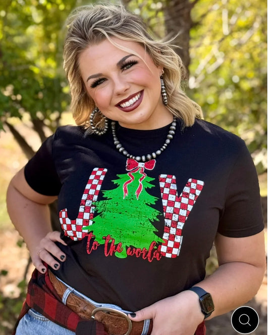 Joy Checkered Tree Tee