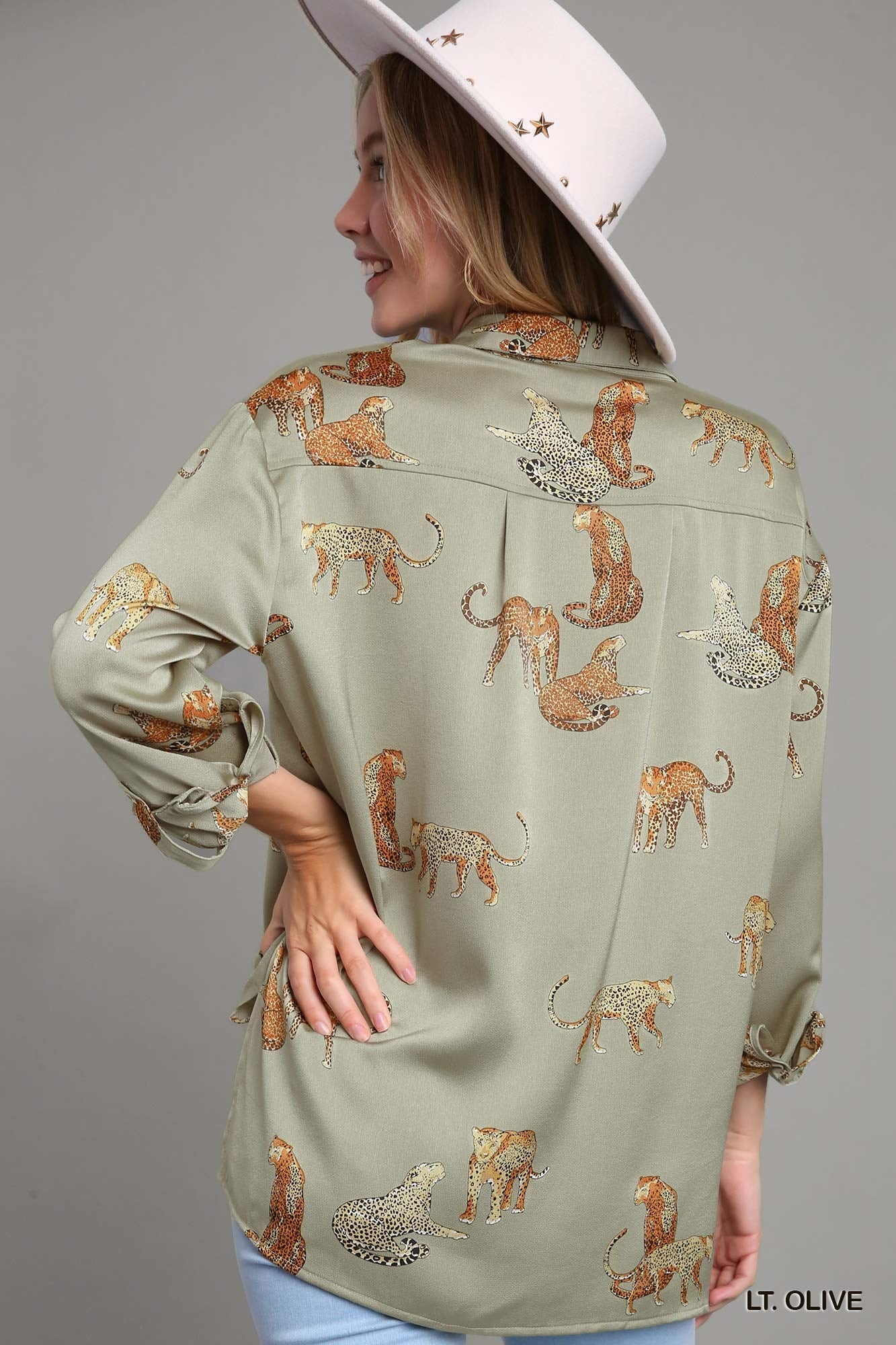 Satin Animal Button Down