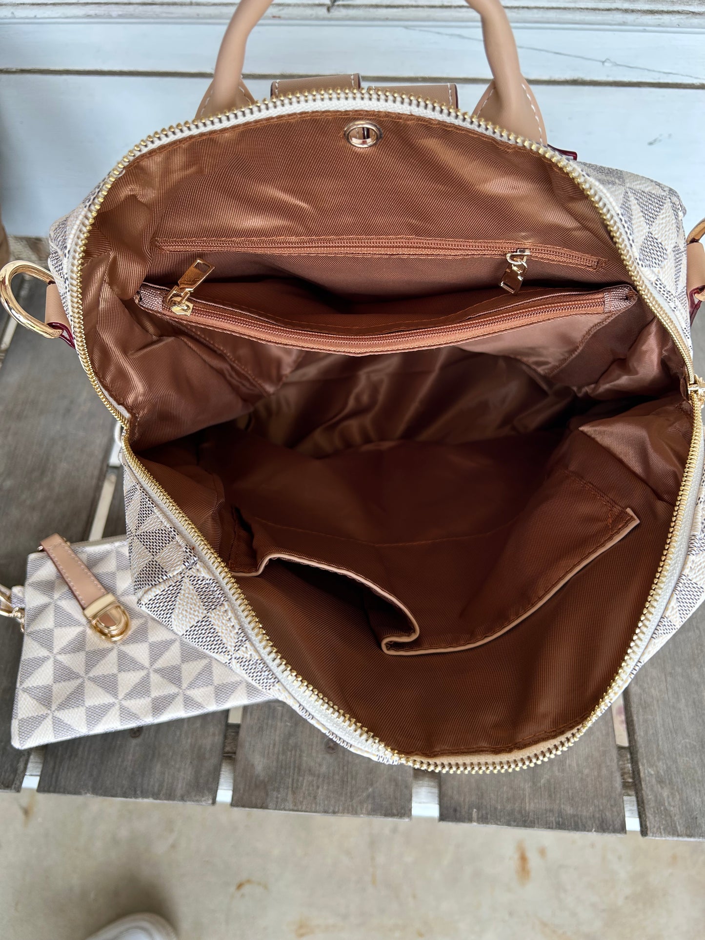 Checkered Print Backpack
