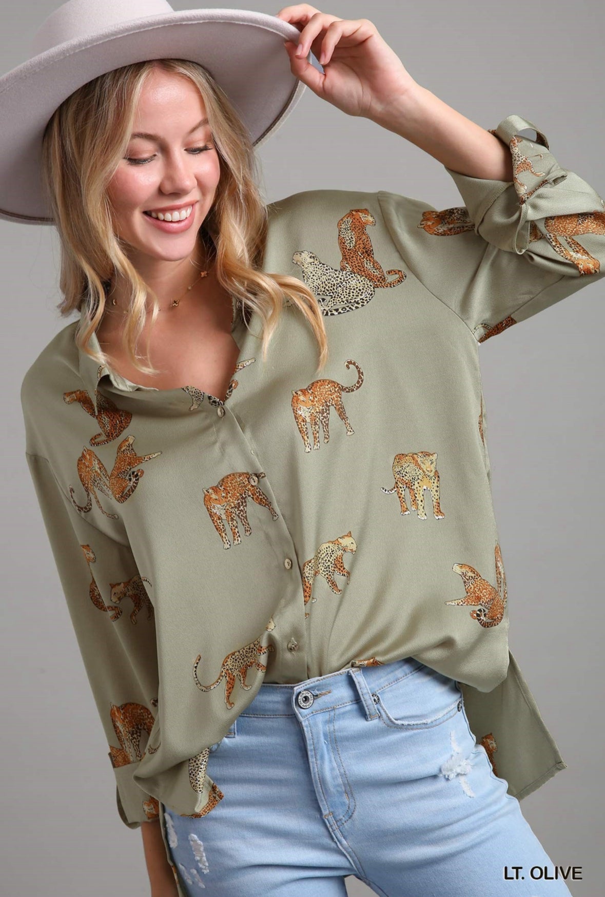 Satin Animal Button Down