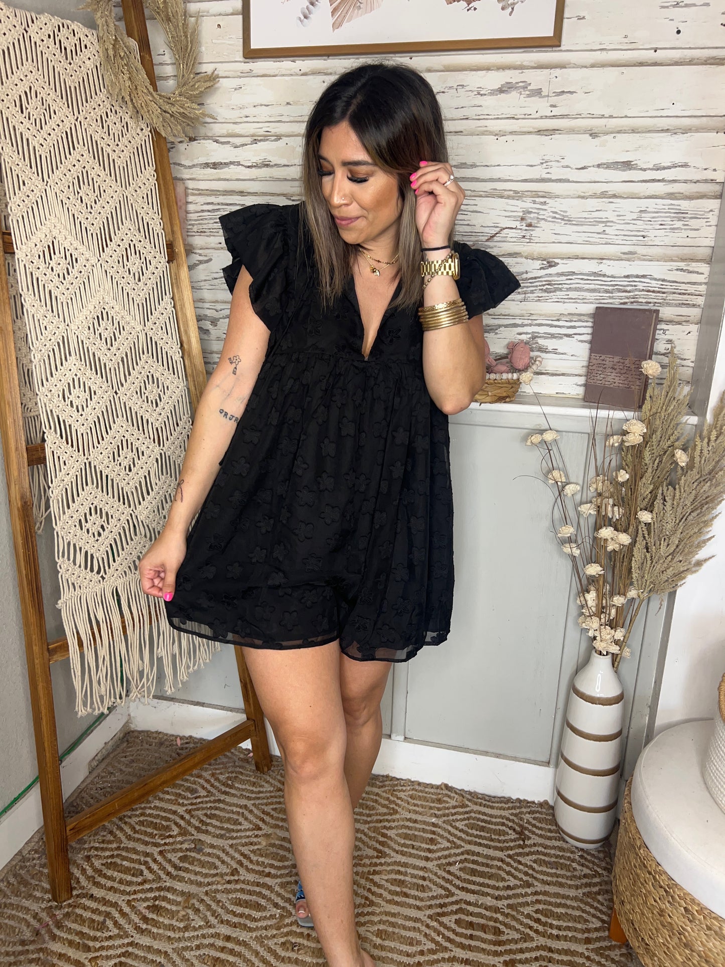 Floras Floral Flutter Sleeve Romper