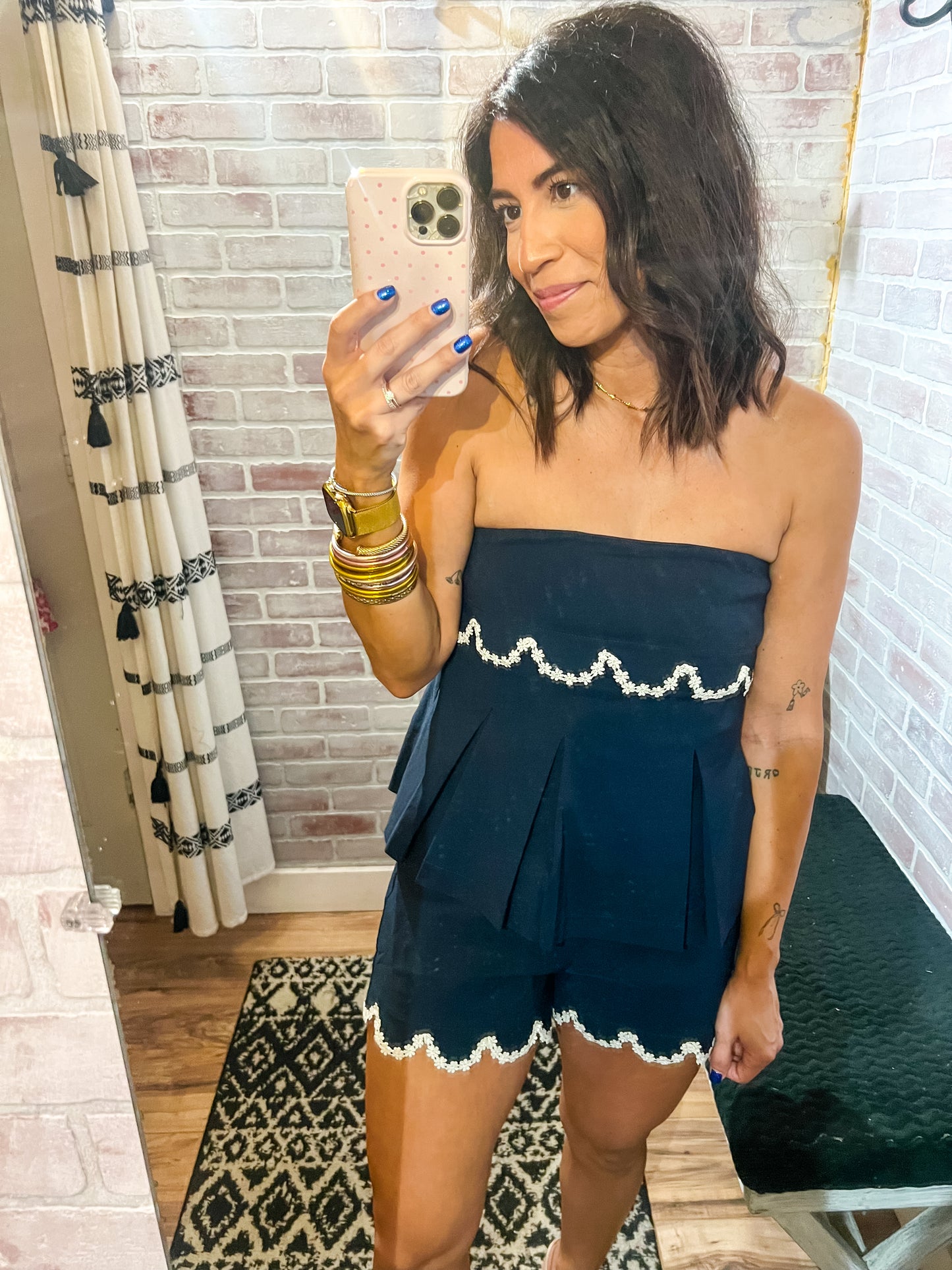 Strapless Scalloped Lace Top