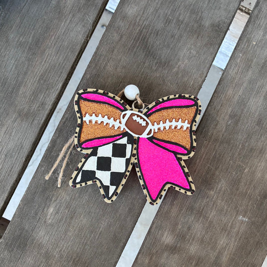 Pink Bow Football Freshie