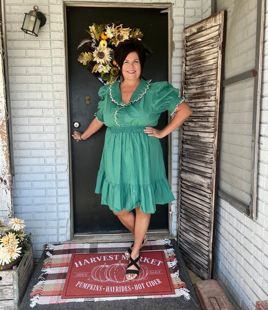 Jade Puff Sleeve Smocked Mini Dress