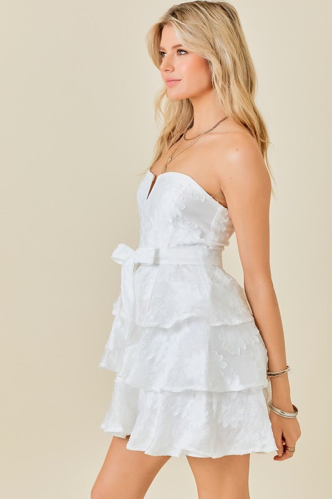 Cali Strapless Ruffle Mini Dress