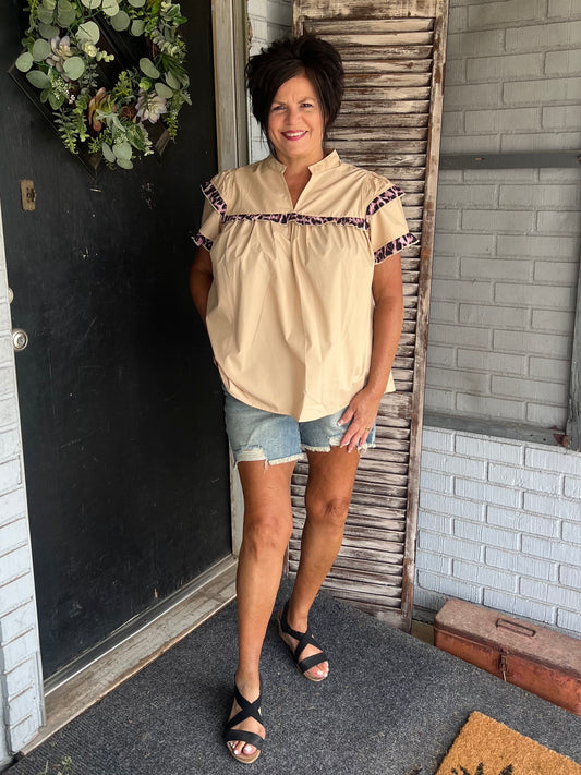Amy Ruffled Leopard Blouse