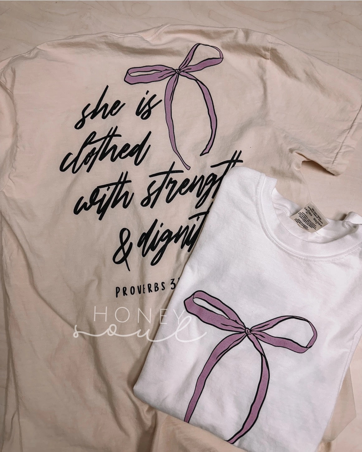 She is Clothed Bow Tee