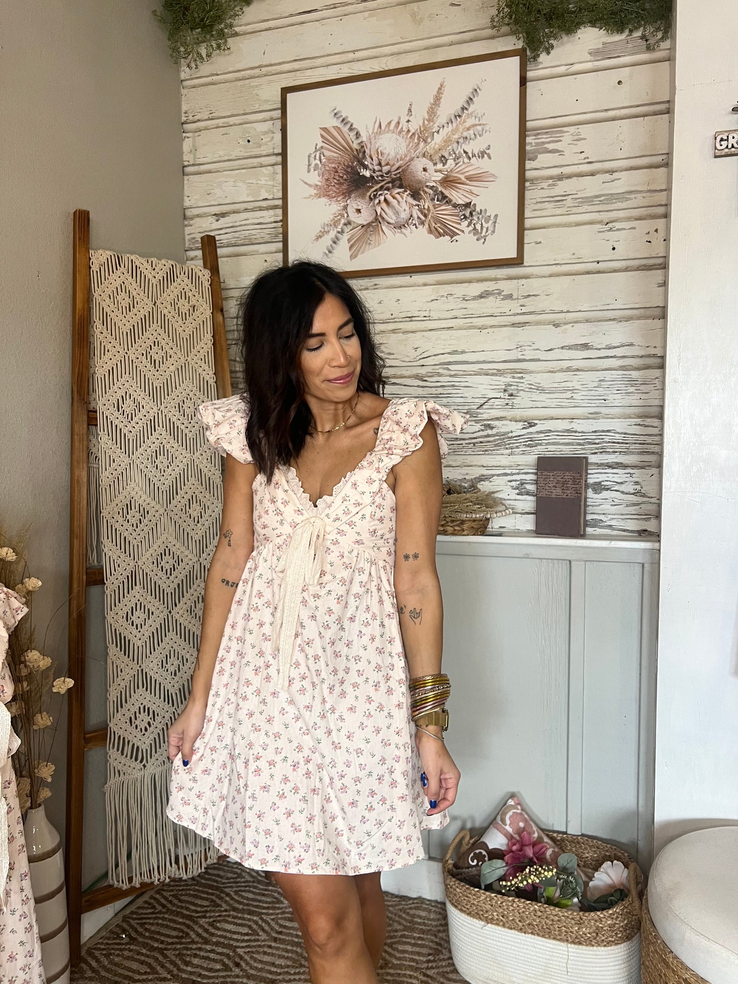 Springtime Ruffle Sleeve Mini Dress