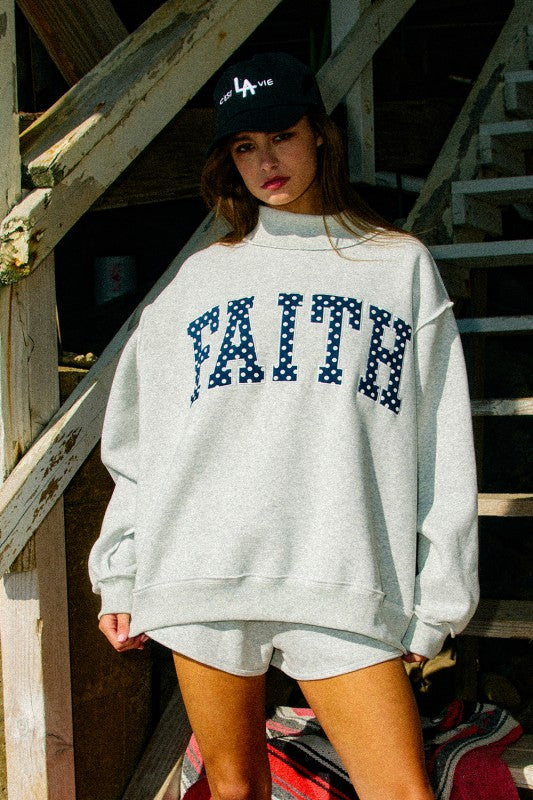 Faith Polka Dot Mock Sweatshirt
