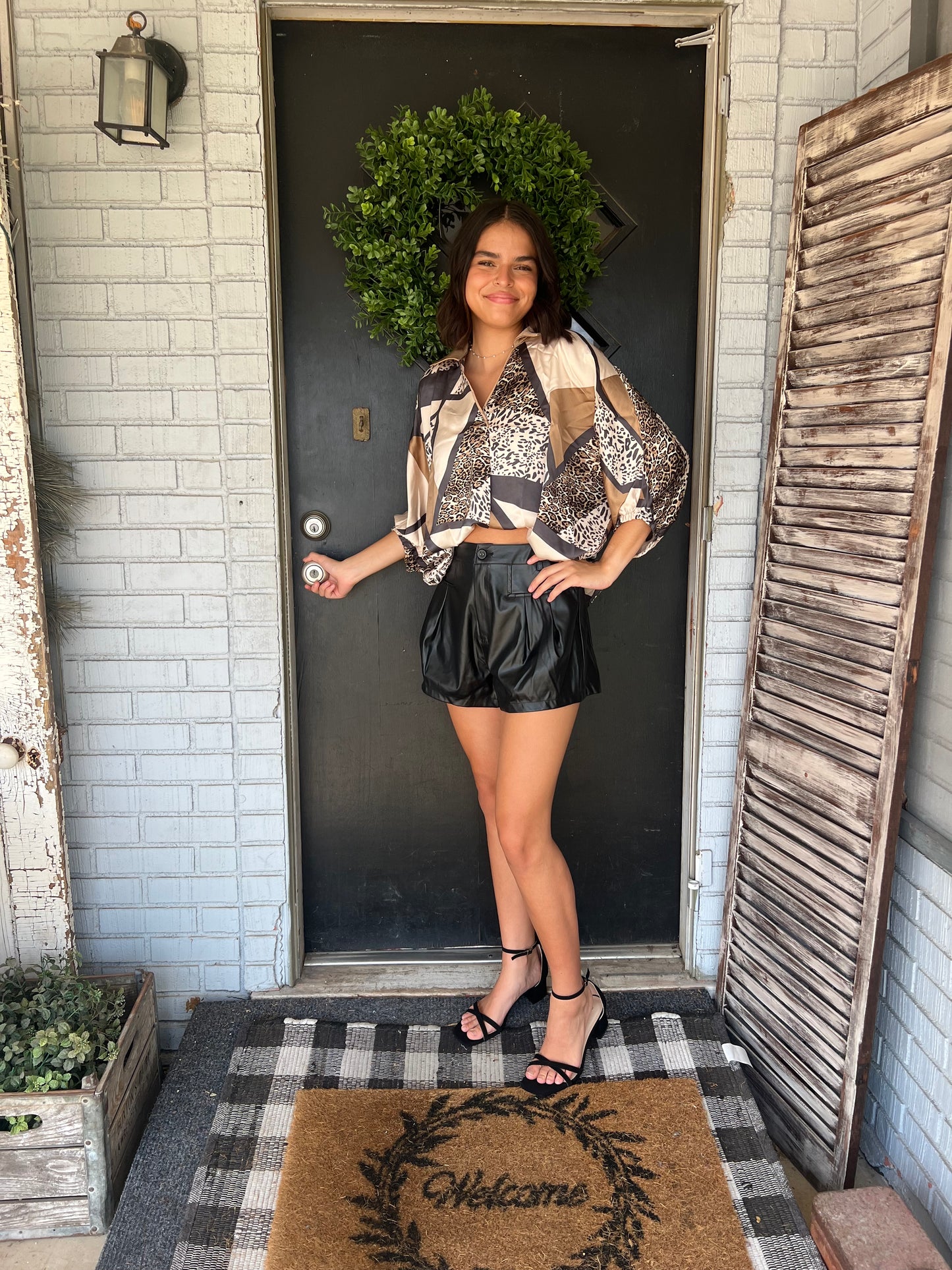 Satin Animal Print Top