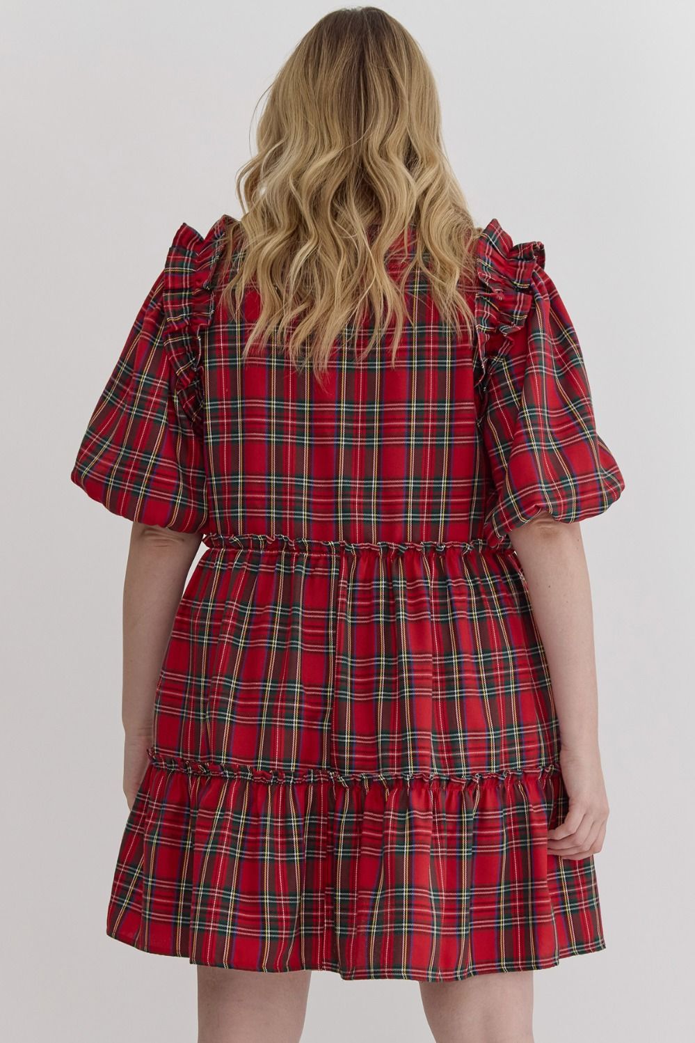 Merry Plaid Tiered Dress