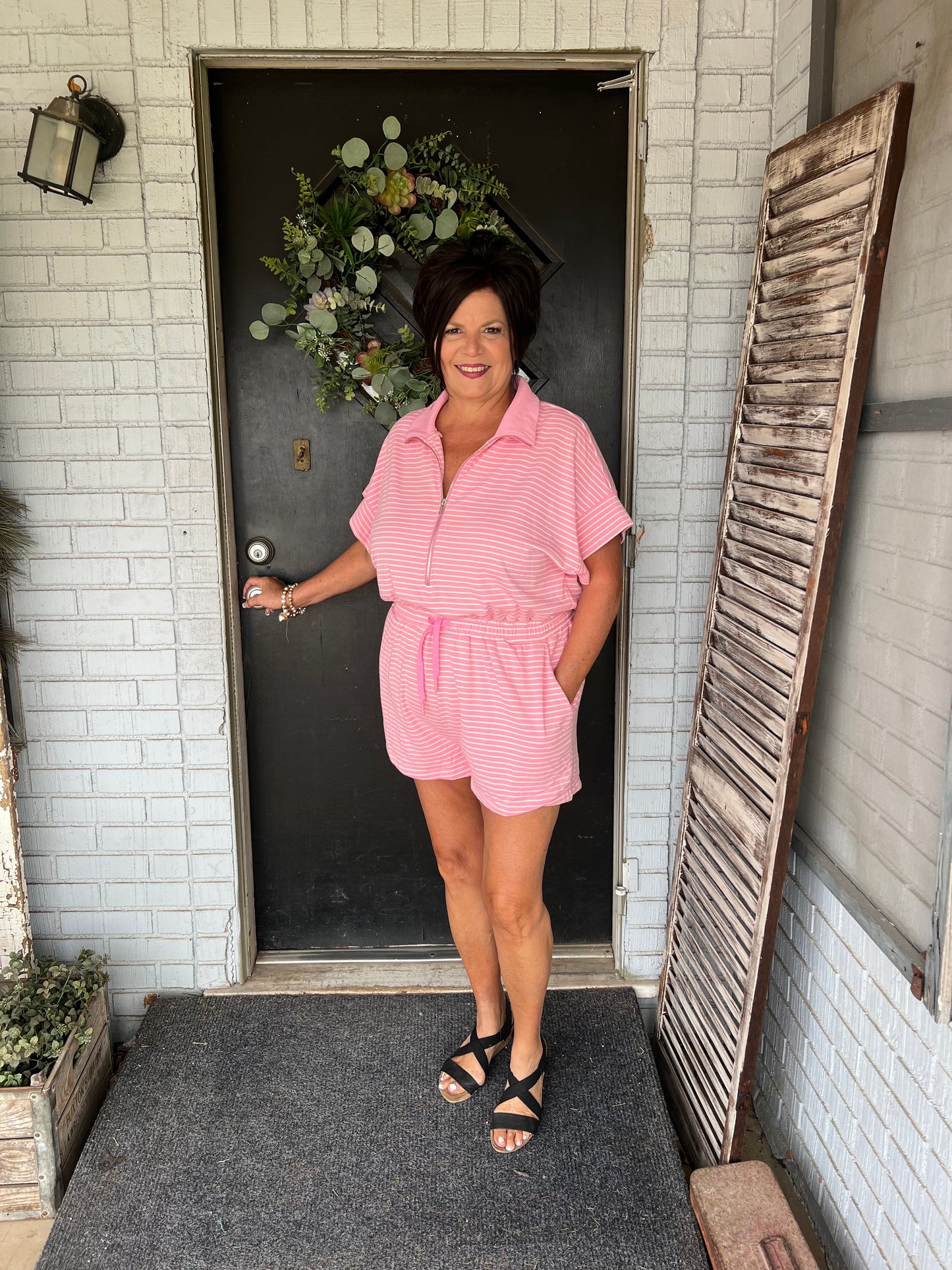 Mackenzi Knitted Striped Romper