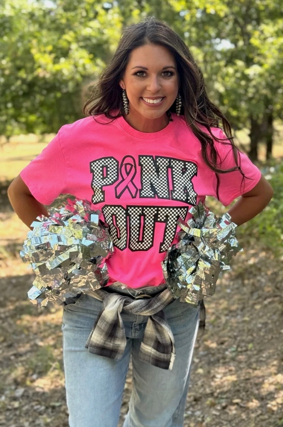 Checkered Pink Out Tee