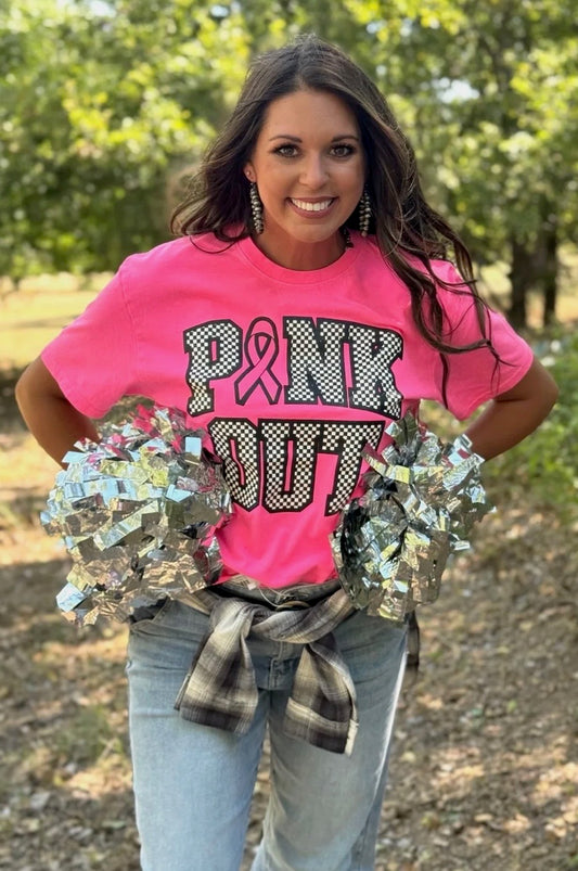 Checkered Pink Out Tee