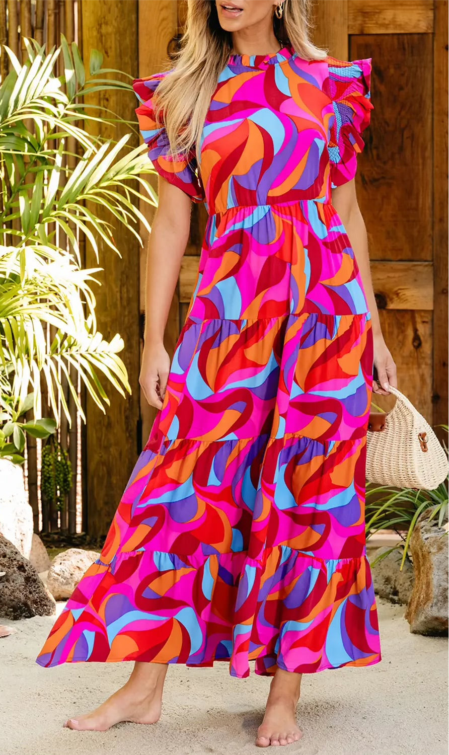 Lana Abstract Maxi Curvy Dress