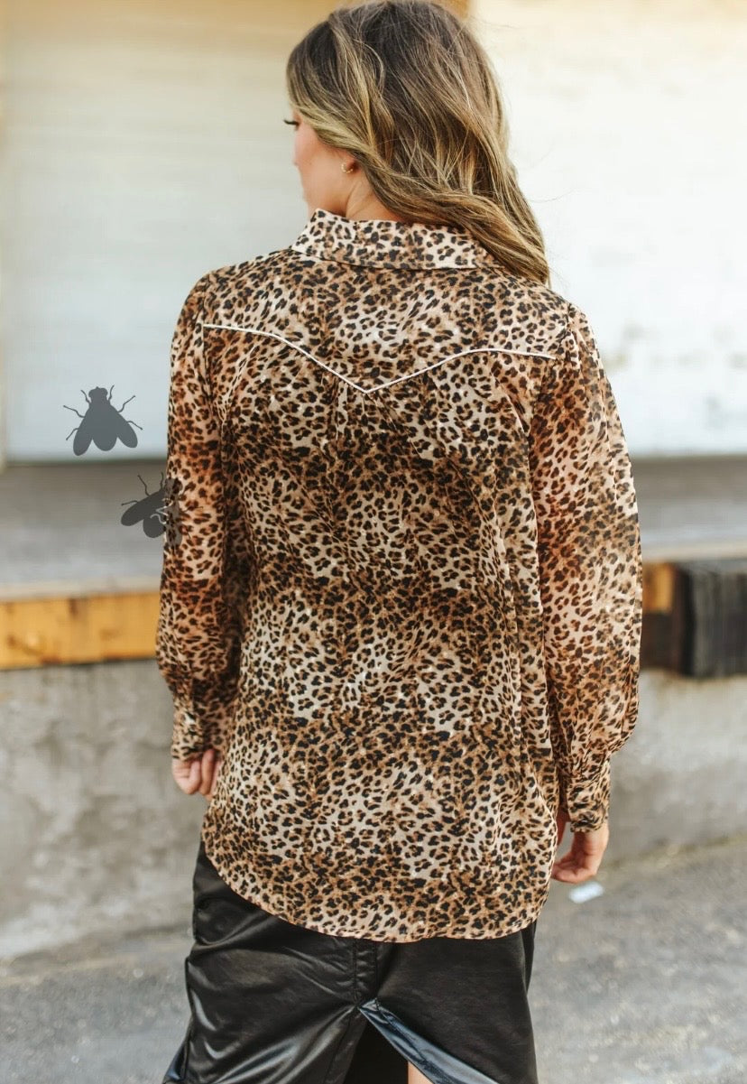 Lainey Leopard Print Blouse