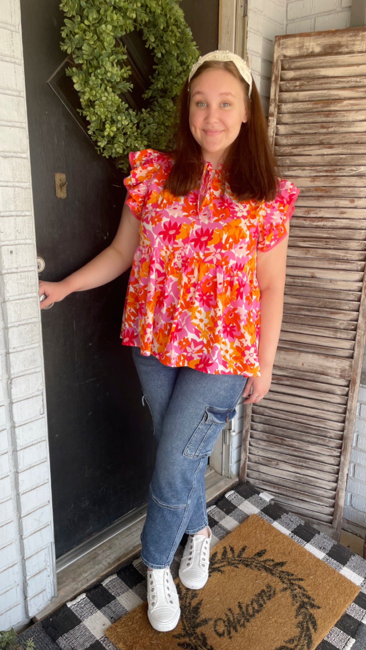 Mackenzi Double Flutter Sleeve Curvy Top